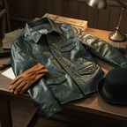 Men's Leather Jacket - Green