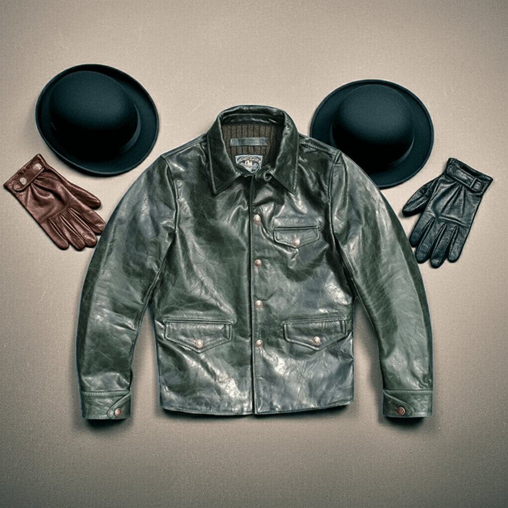 Men's Leather Jacket - Green