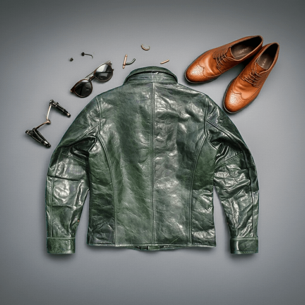 Men's Leather Jacket - Green