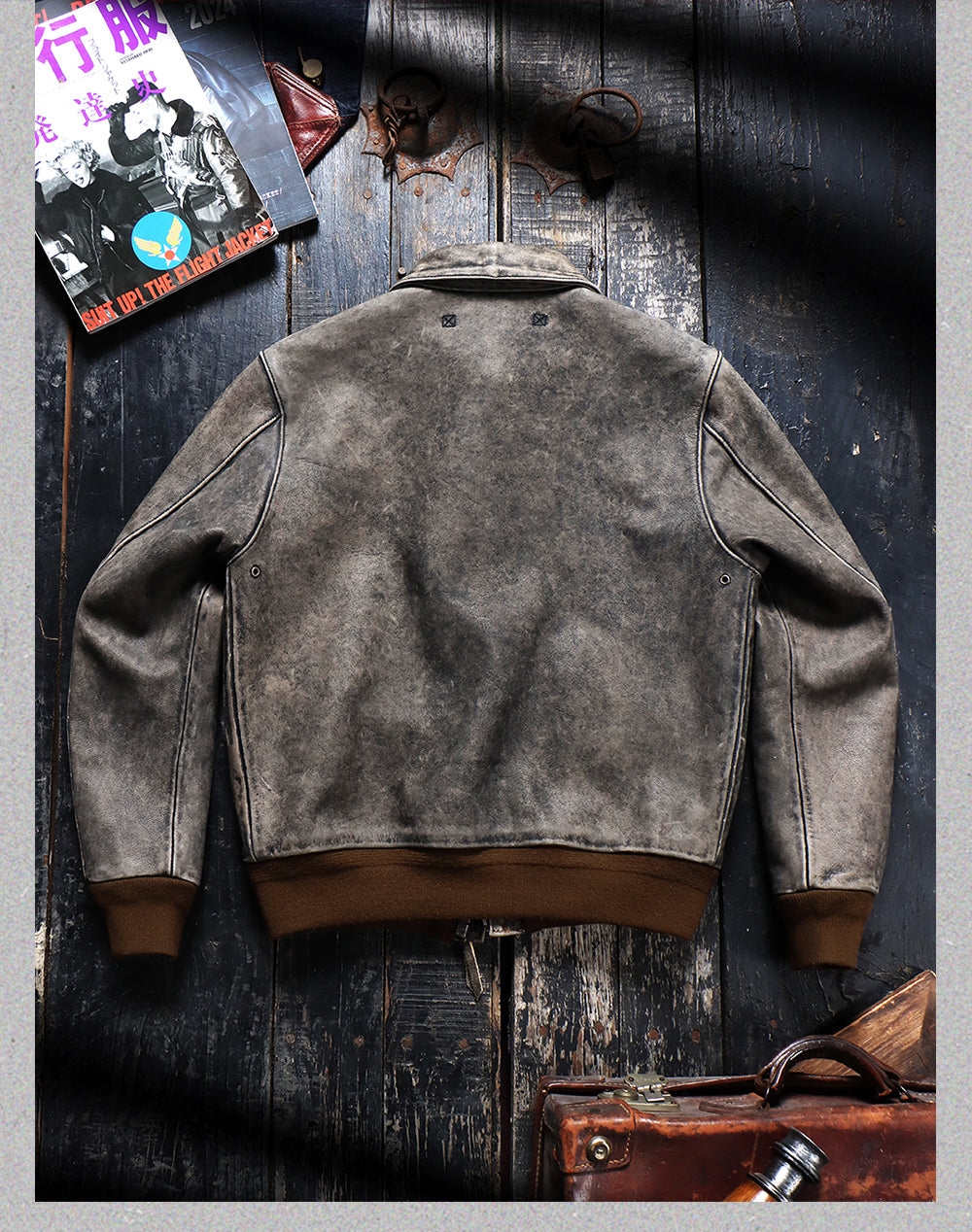 Men's Leather Jacket - Gray