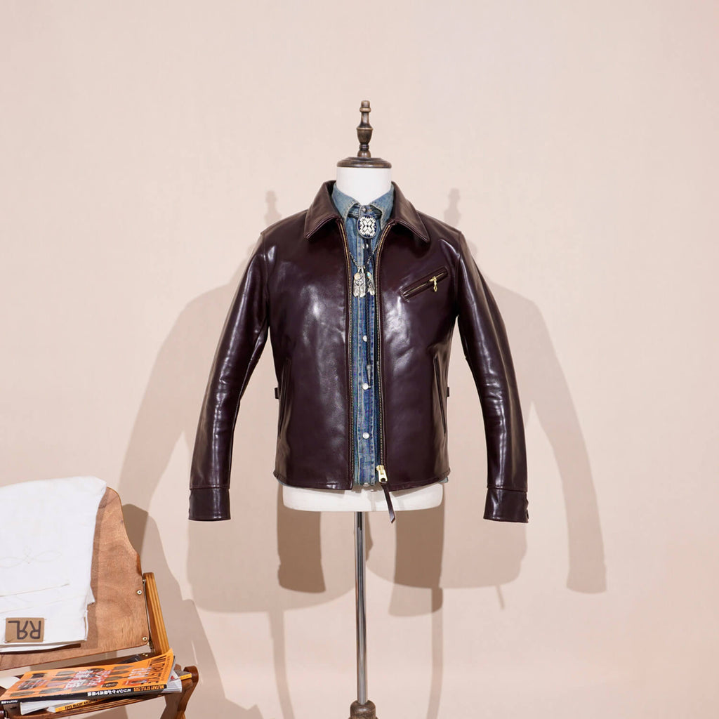 Men's Leather Jacket - Dark Wine