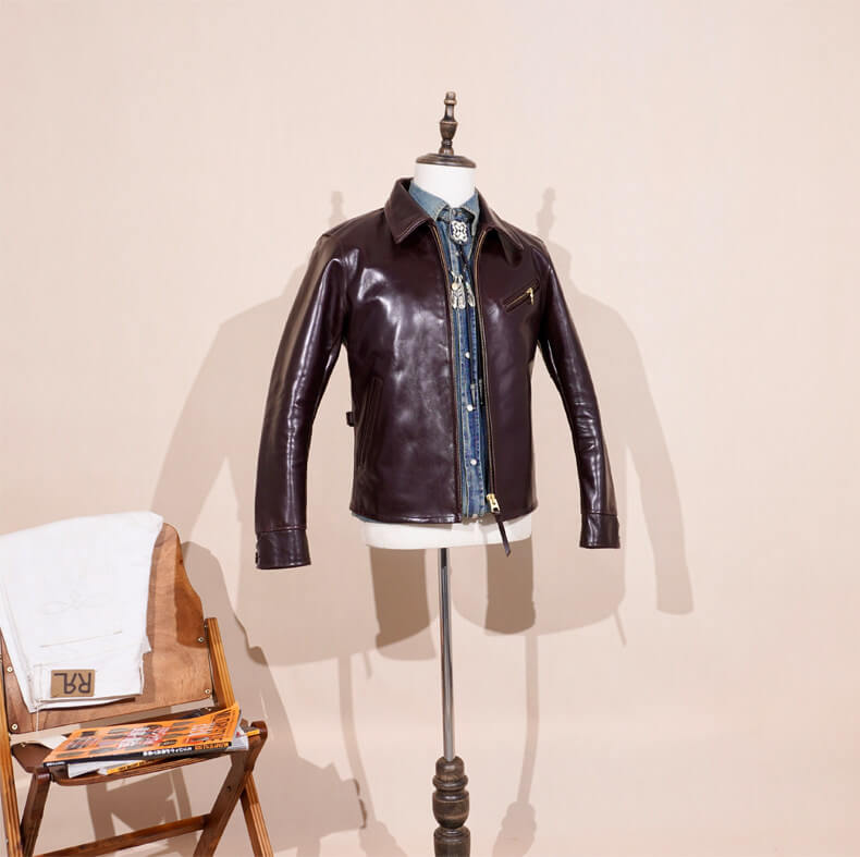 Men's Leather Jacket - Dark Wine