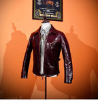 Men's Leather Jacket - Burgundy