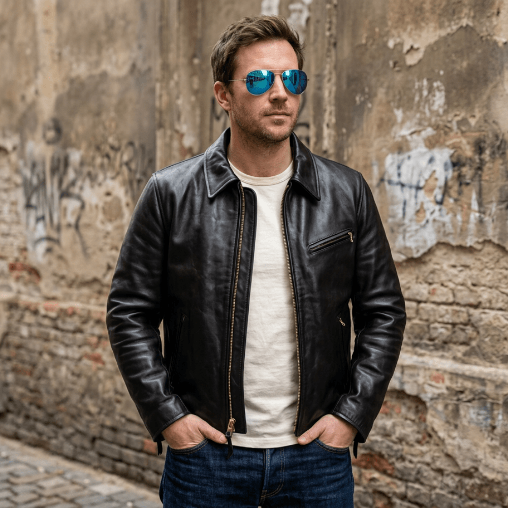 Men's Leather Jacket - Black