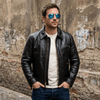 Men's Leather Jacket - Black
