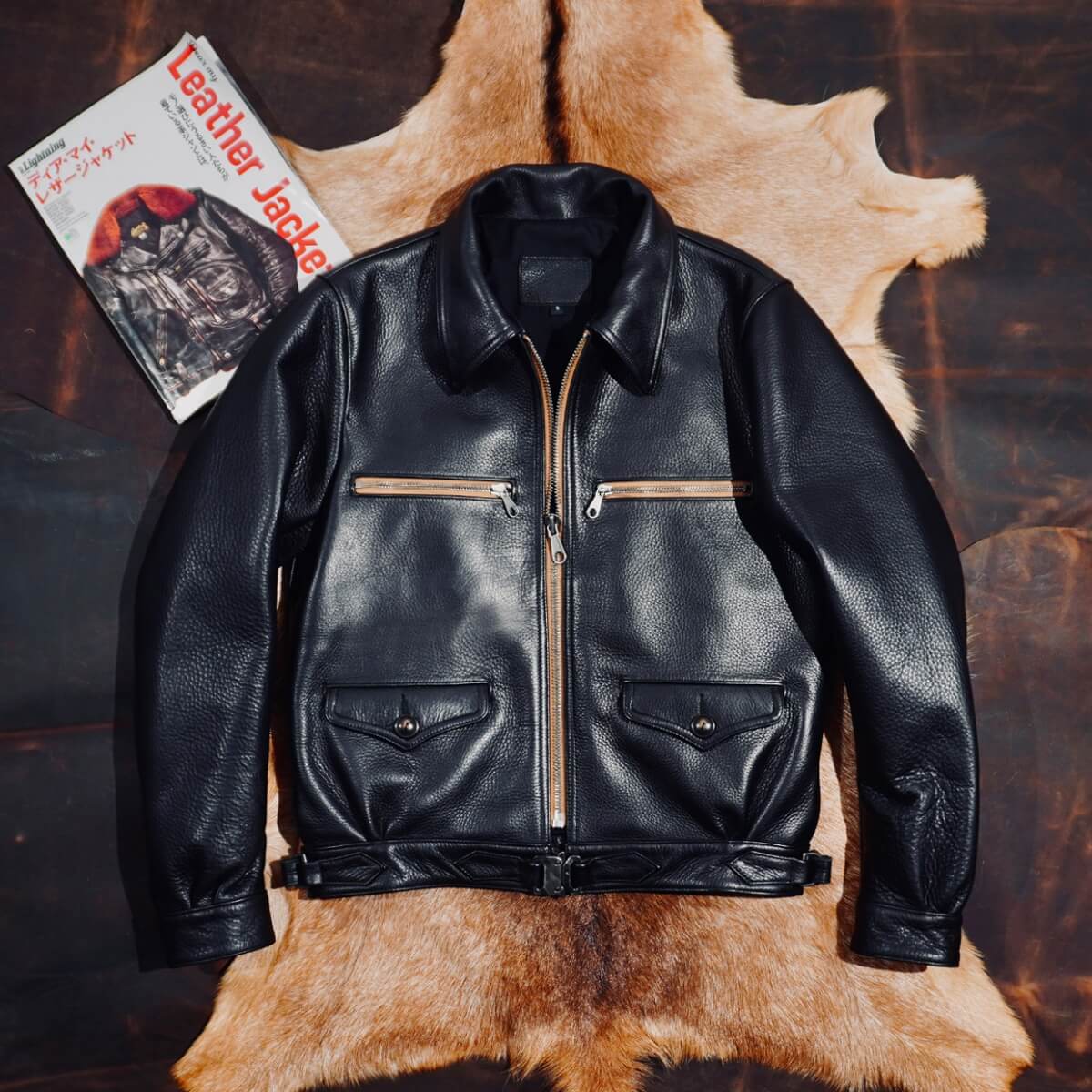 Men's Leather Jacket - Black/Sheepskin