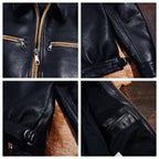 Men's Leather Jacket - Black/Sheepskin