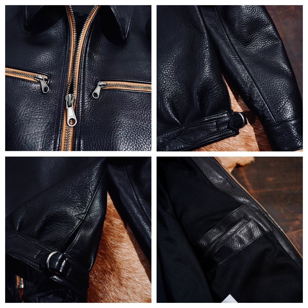 Men's Leather Jacket - Black/Sheepskin