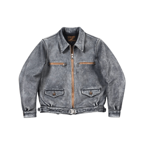 Men's Hartmann Leather Jacket, Cowhide - Gray