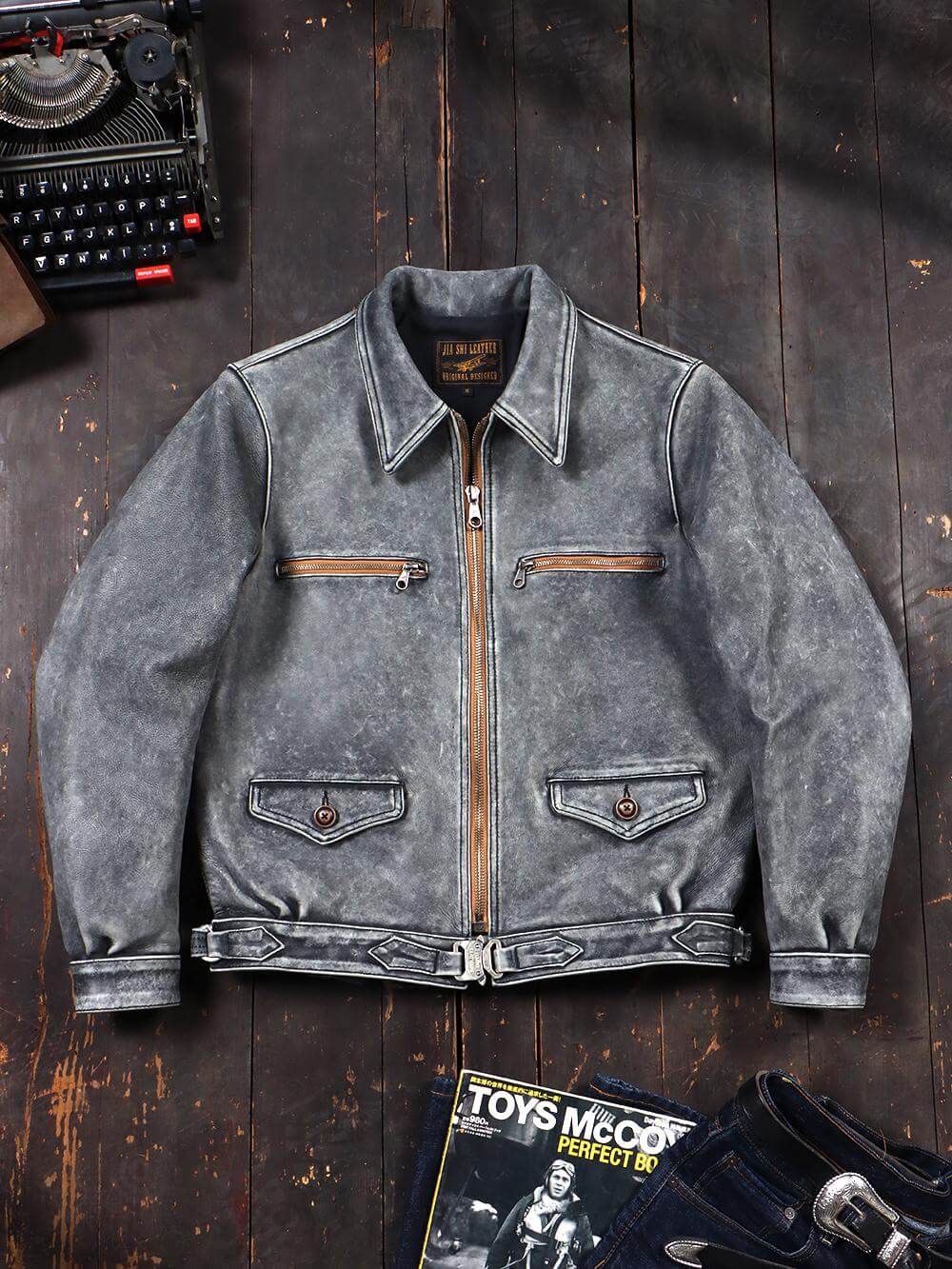 Men's Leather Jacket - Gray
