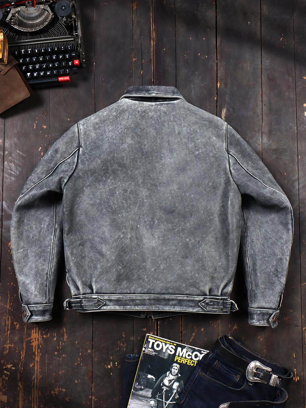 Men's Leather Jacket - Gray