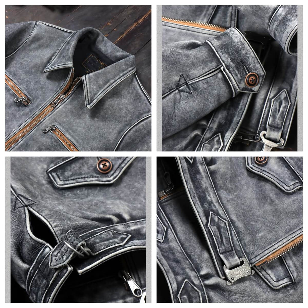 Men's Leather Jacket - Gray