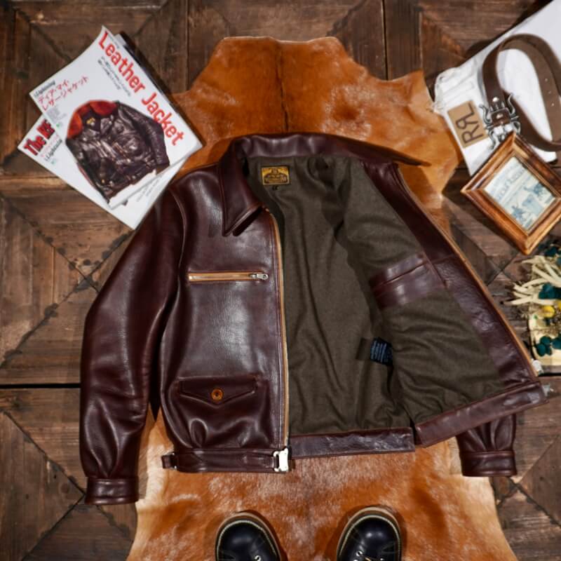Men's Leather Jacket - Black/Horsehide