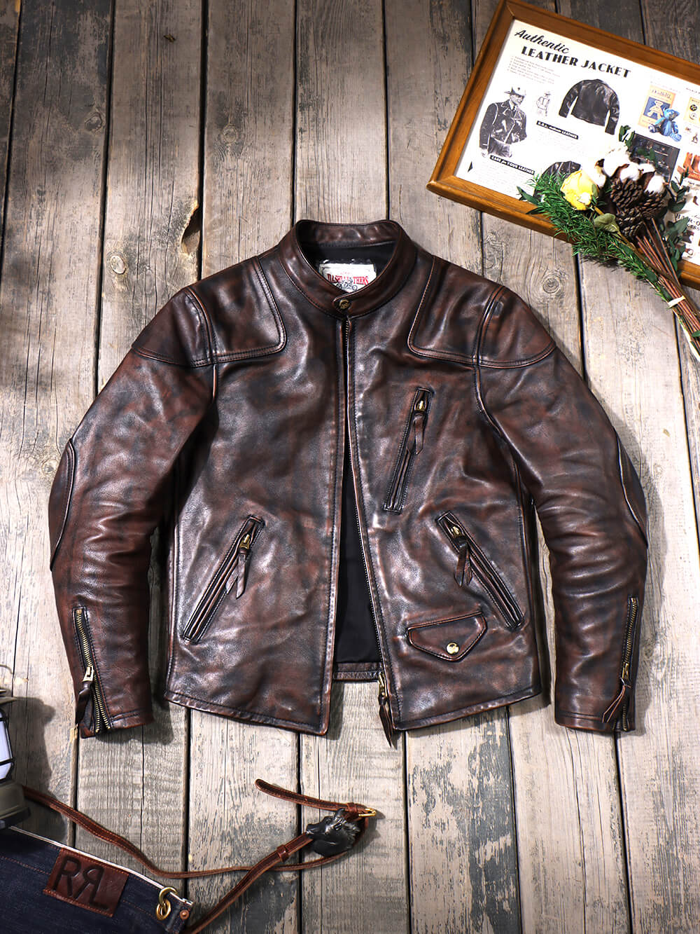 Men's Leather Jacket - 1.6mm Argyle-shaped Reinforcements