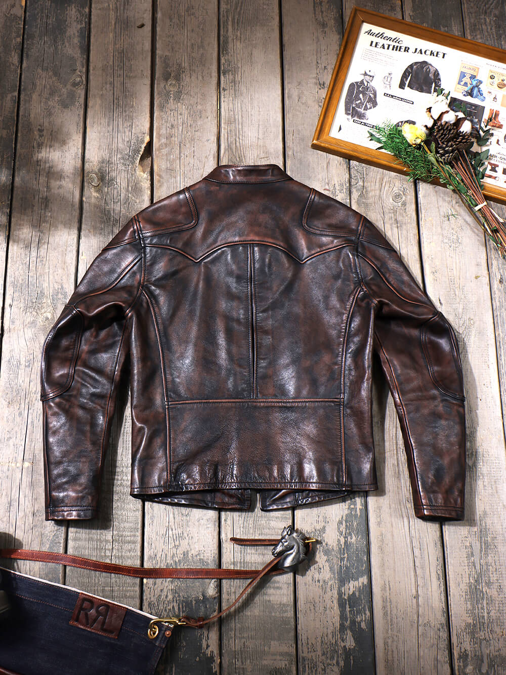 Men's Leather Jacket - 1.6mm Argyle-shaped Reinforcements