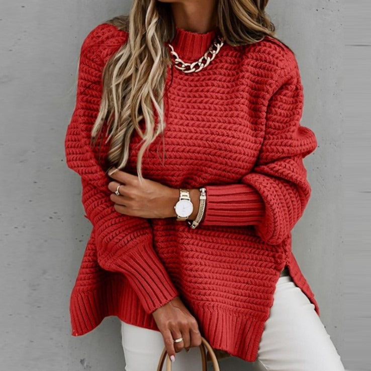 Women's Long Sleeve Turtleneck Sweater - Red