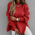 Women's Long Sleeve Turtleneck Sweater - Red