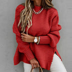 Women's Long Sleeve Turtleneck Sweater - Red