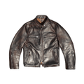 Men's J-100 Biker Leather Jacket, Teacore Horsehide - Black Brown