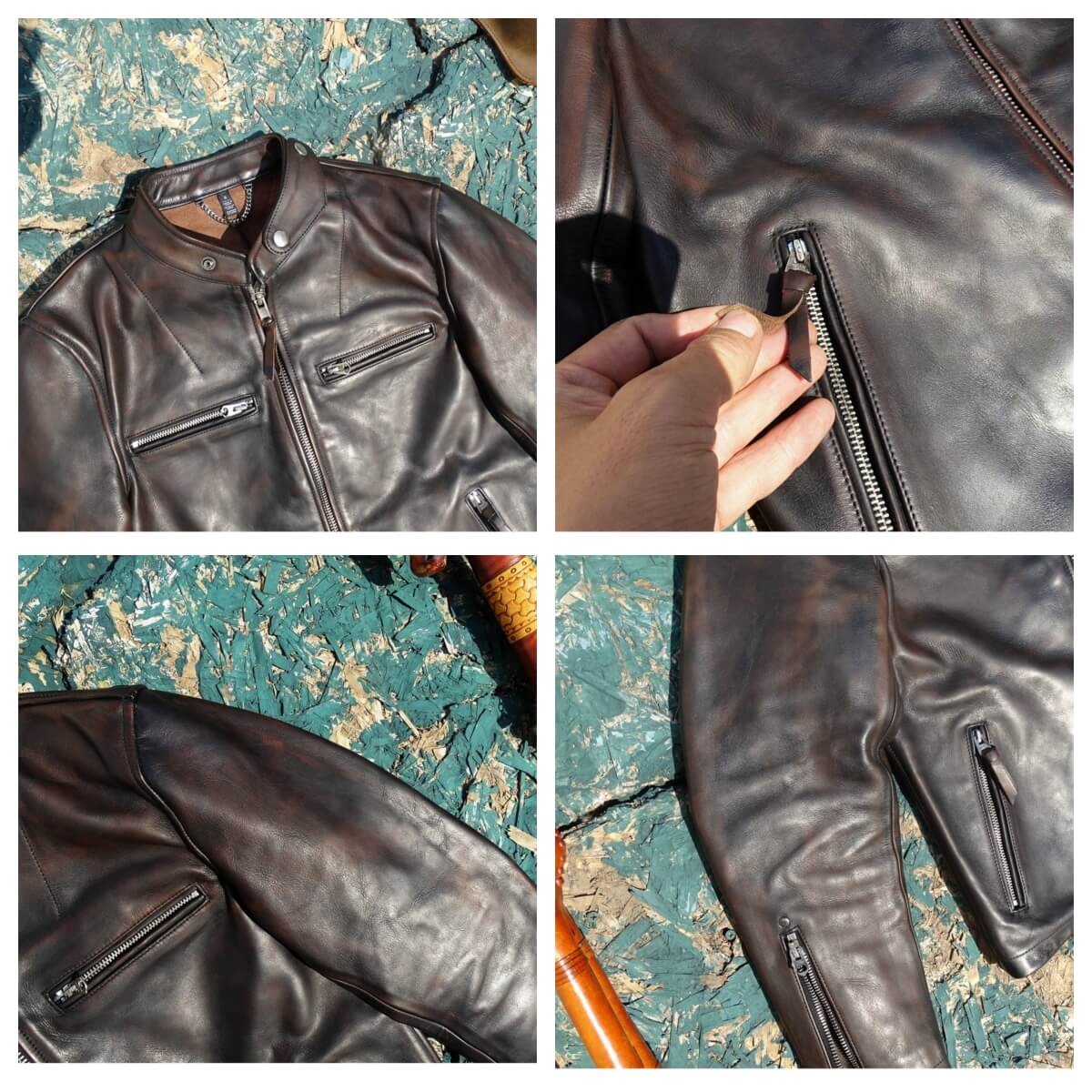 Men's Leather Jacket - Black Brown