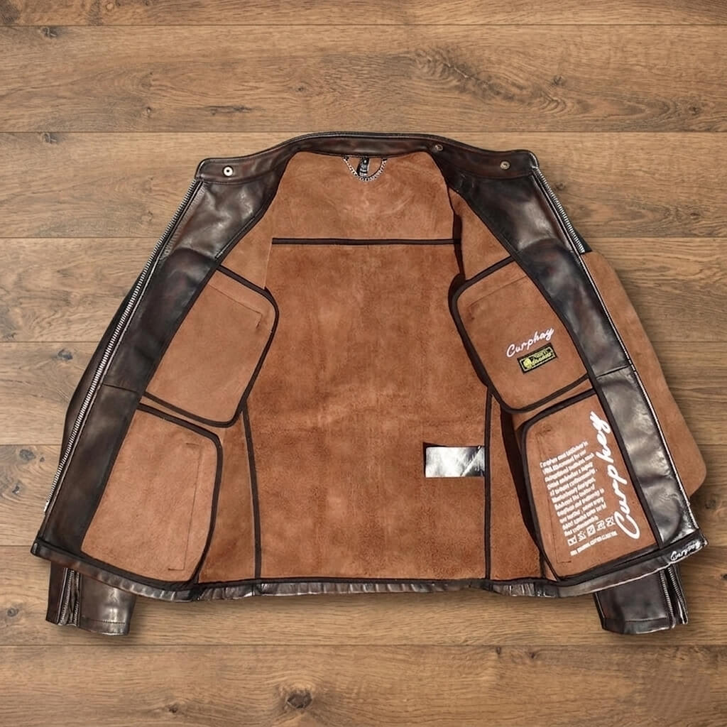 Men's Leather Jacket - Black Brown