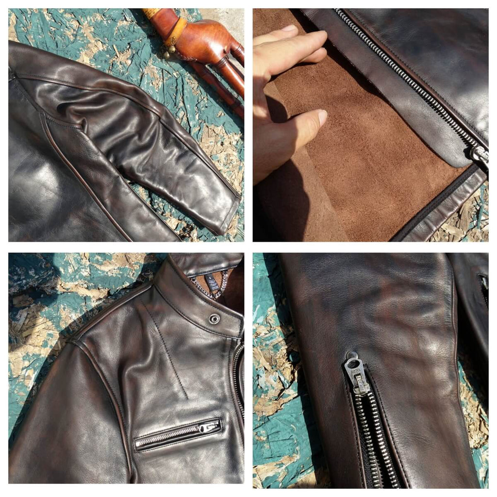 Men's Leather Jacket - Black Brown