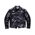 Men's J-100 Biker Leather Jacket, Uncoated Cowhide - Black