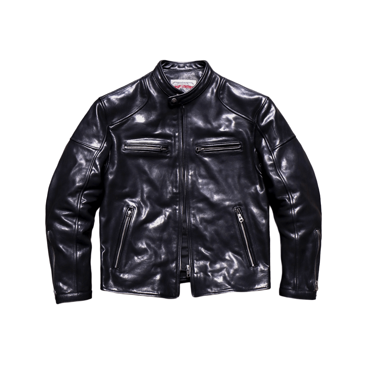 Men's J-100 Biker Leather Jacket, Uncoated Cowhide - Black