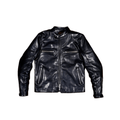 Men's J-100 Biker Leather Jacket, Uncoated Horsehide - Black