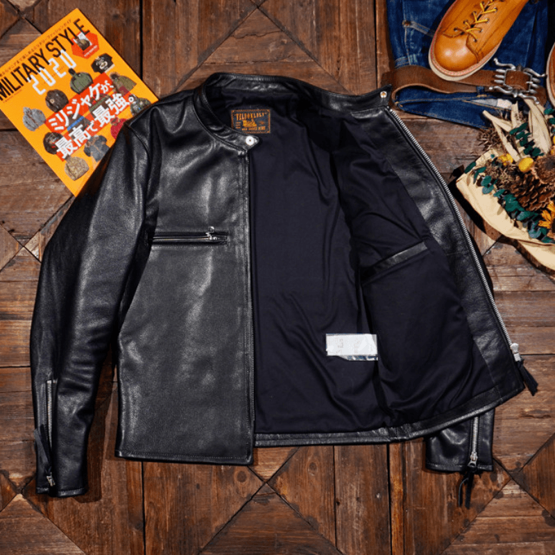 Men's Leather Jacket - Black Cowhide