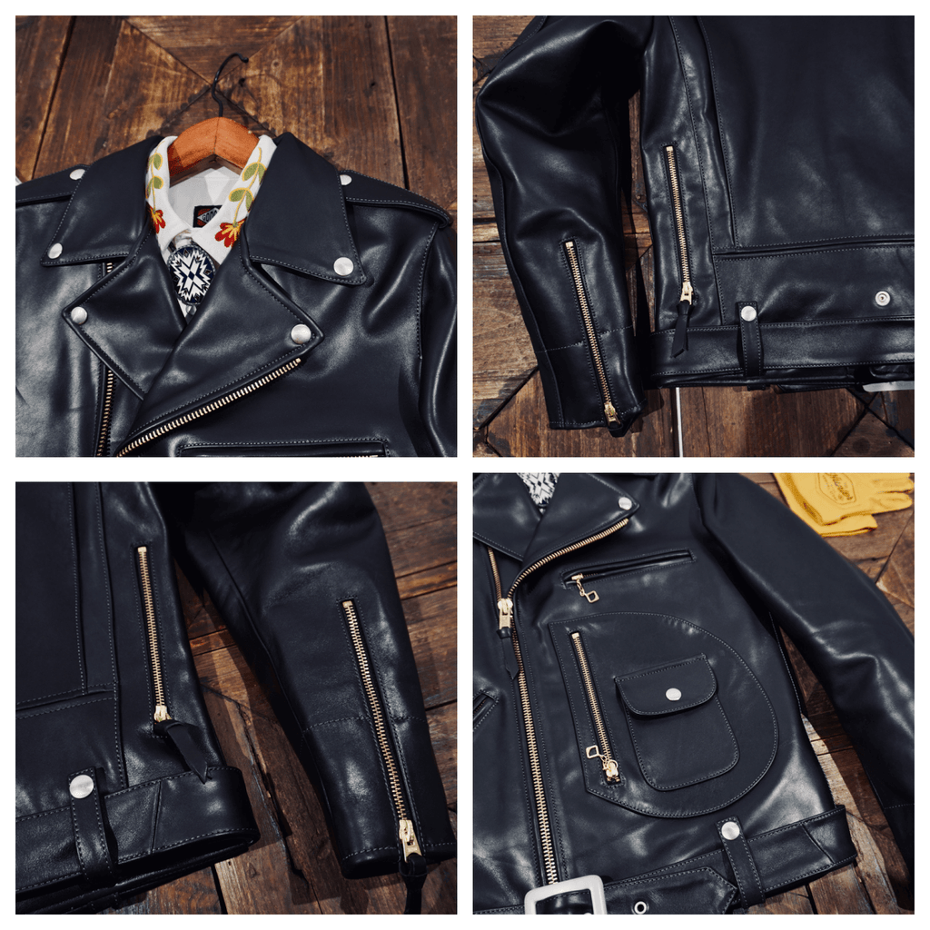 Men's Leather Jacket - Black Cowhide