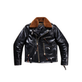 Men's J-24 Shearling Collar Moto Jacket - Black Cowhide