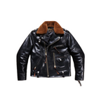 Men's J-24 Shearling Collar Moto Jacket - Black Cowhide