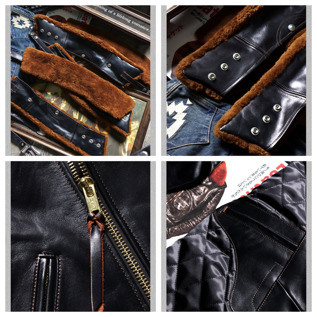 Men's Leather Jacket - Black Cowhide
