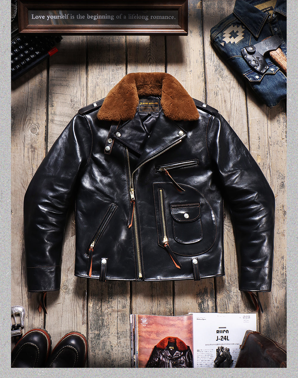 Men's Leather Jacket - Black Cowhide