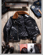 Men's Leather Jacket - Black Cowhide