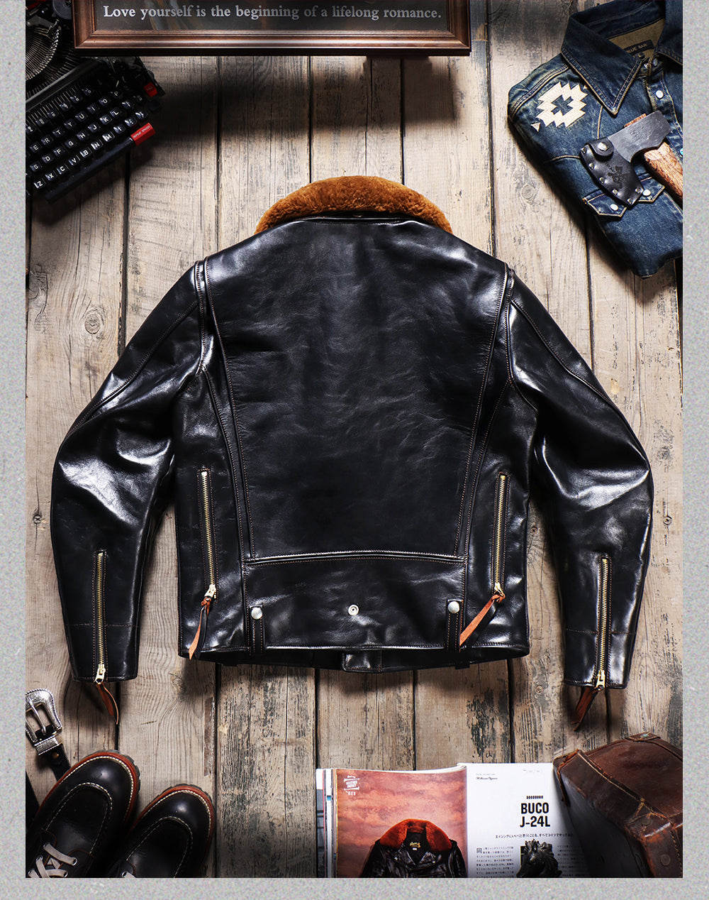 Men's Leather Jacket - Black Cowhide