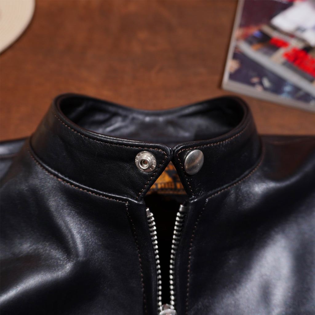 Men's Leather Jacket - Black Cowhide