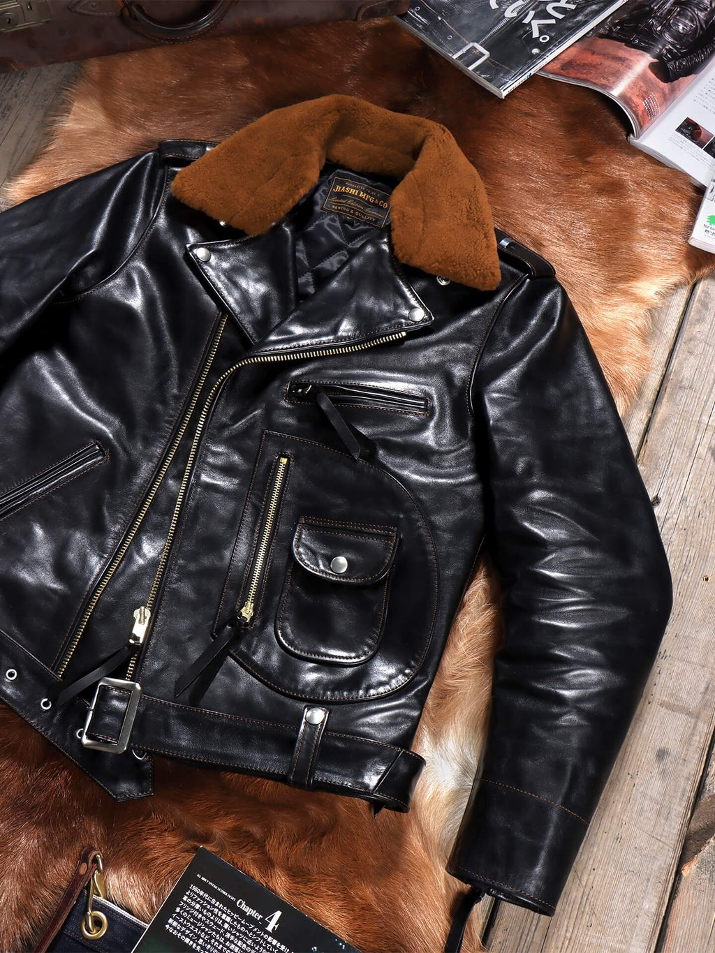 Men's Leather Jacket - Black Horsehide