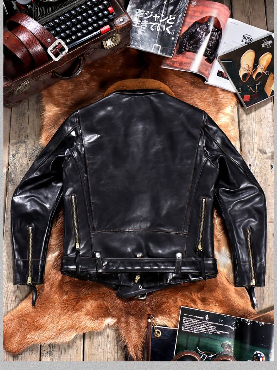 Men's Leather Jacket - Black Horsehide