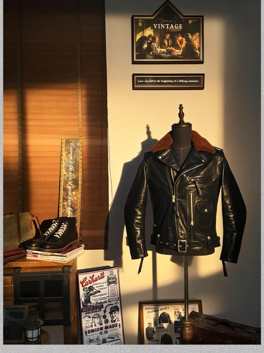 Men's Leather Jacket - Black Horsehide