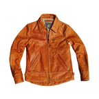 Men's JS-02 Motorcycle Leather Jacket, Amber - 34/S