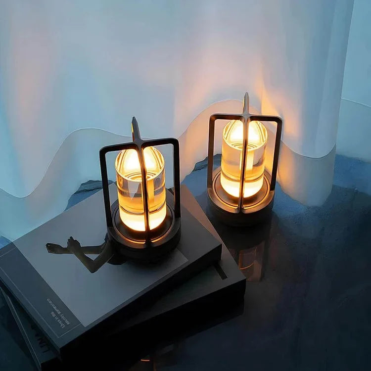 Vintage Style Crystal Table Lamp - Rechargeable Touch LED - Gold