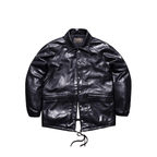 Men's Leather Coach Jacket - Black