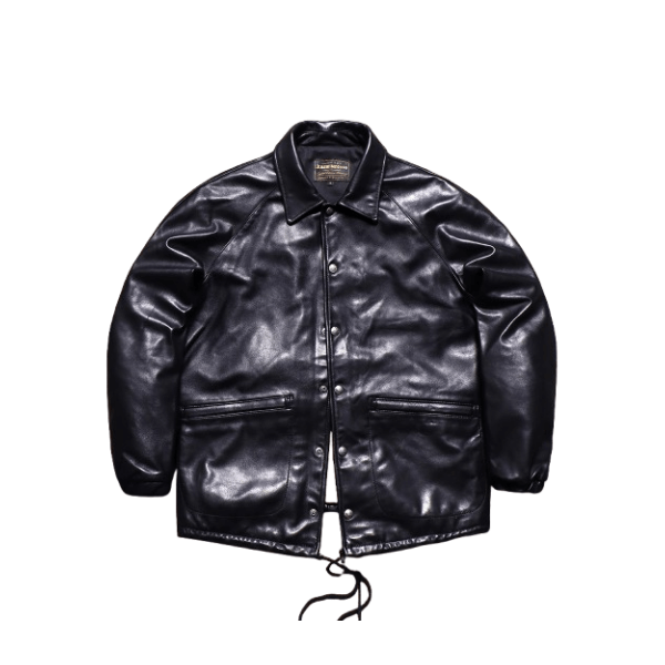 Men's Leather Coach Jacket - Black