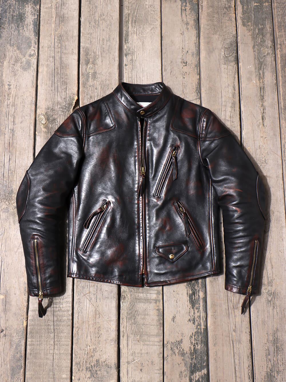 Men's Leather Jacket - 1.6mm Argyle-shaped Reinforcements
