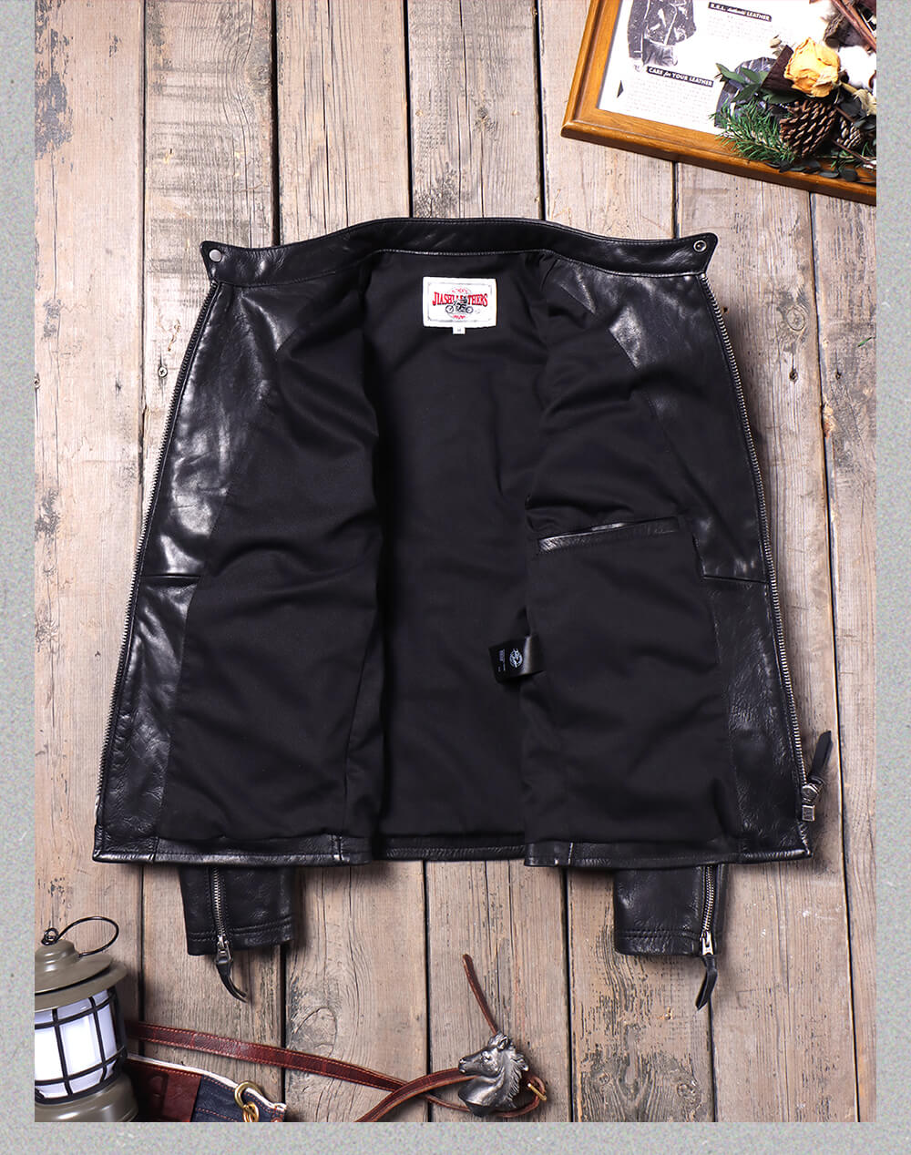 Men's Leather Jacket - 1.6mm Argyle-shaped Reinforcements