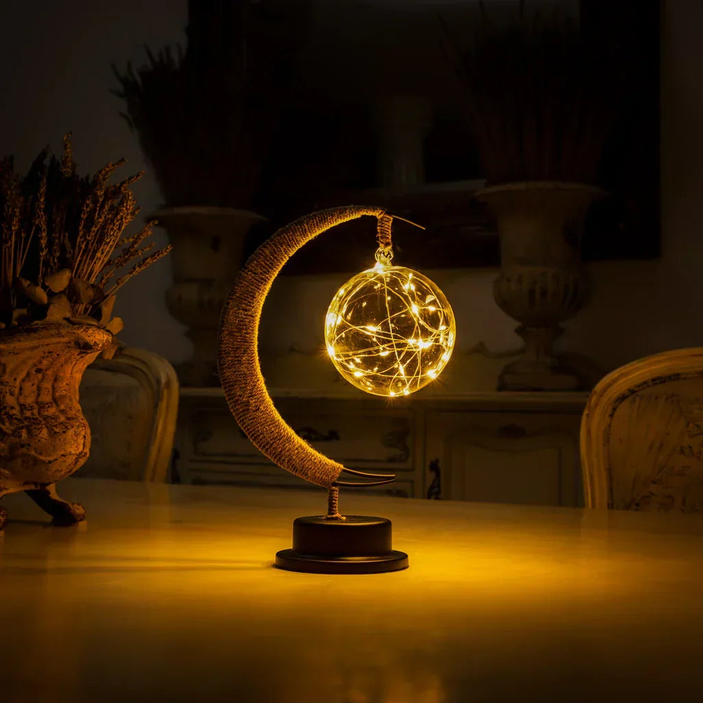 Decorative Table Lamp - Ambient Moon Glow Lighting - Cosmic Purple / Warm Light