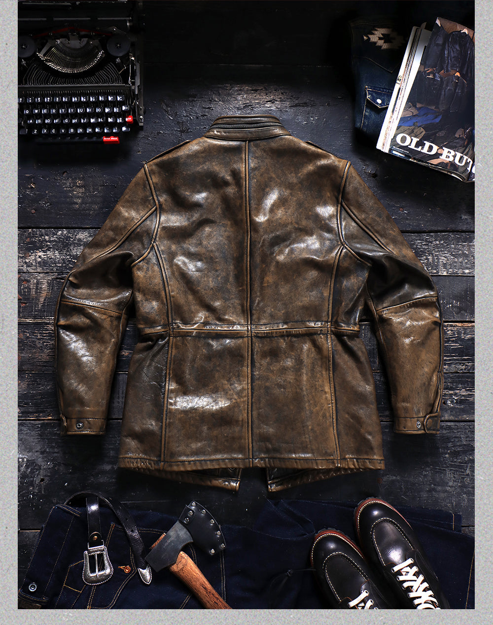 Men's Leather Jacket - Bronze