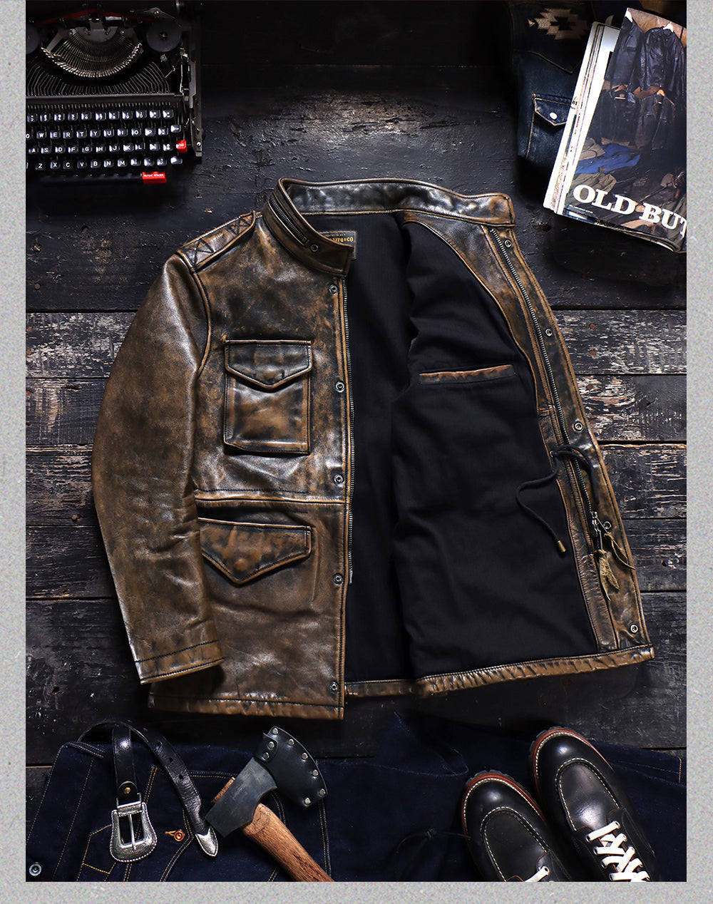 Men's Leather Jacket - Bronze